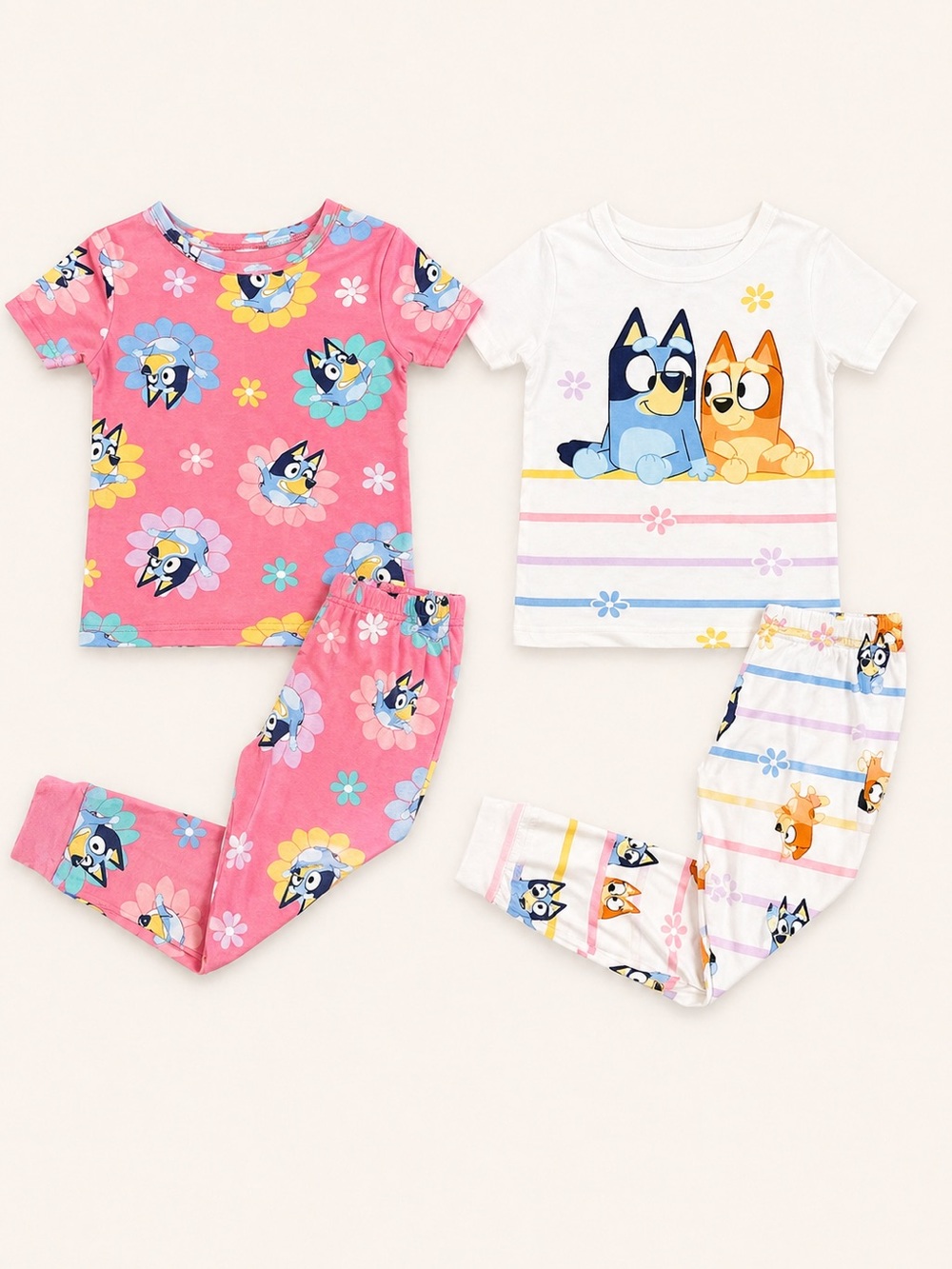 Girls Bluey 2-Pack Pajama Sets - Pink & White